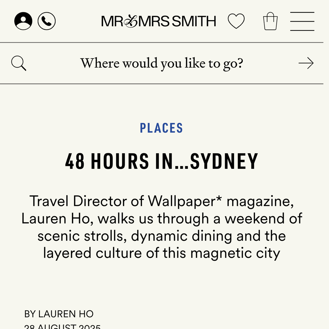 Mr & Mrs smith 48 hours in sydney at Morrison's