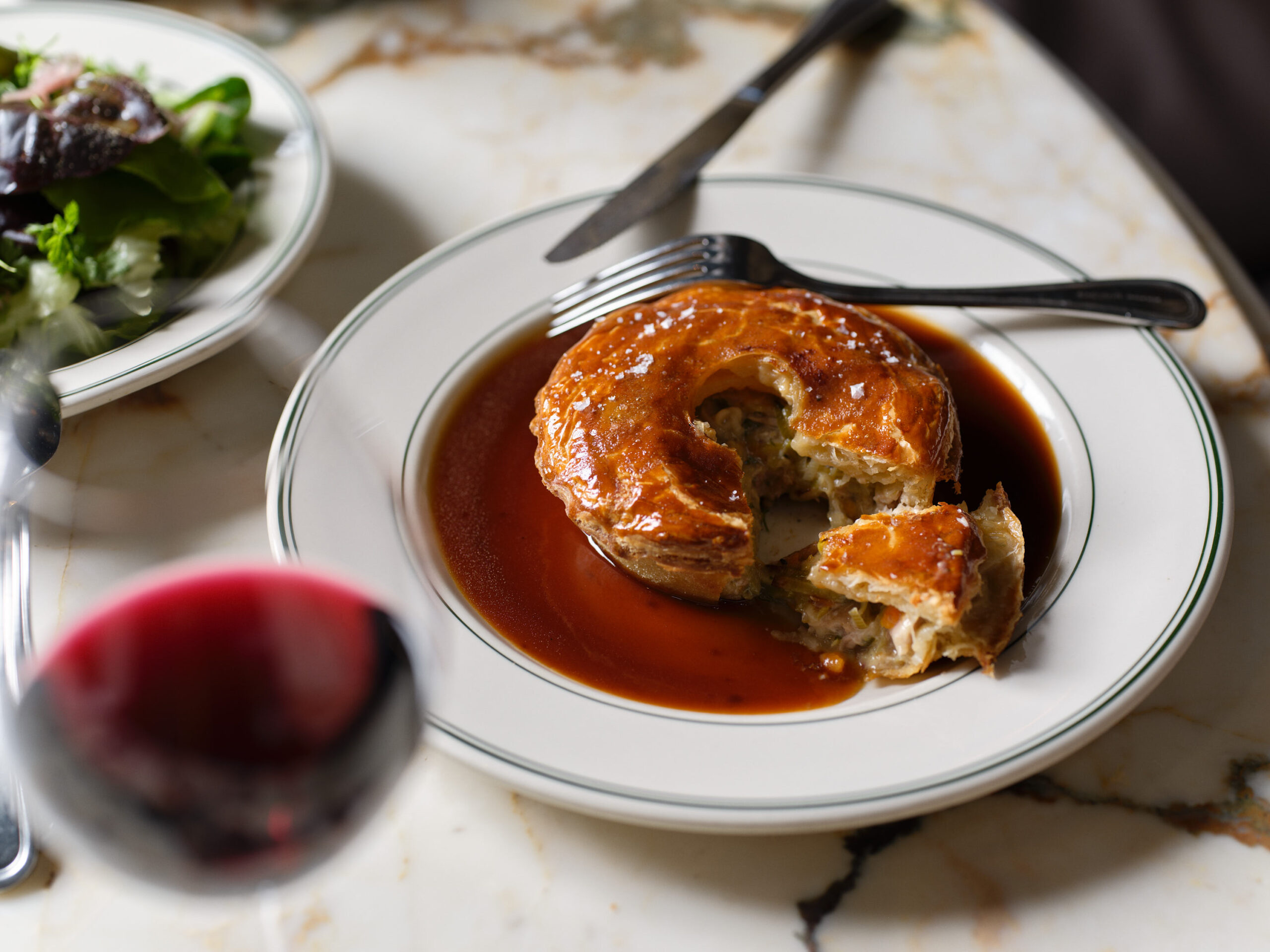 seasonal autumn menu, chicken and leek pie