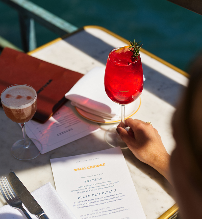 Extensive cocktail menu by Sydney Harbour