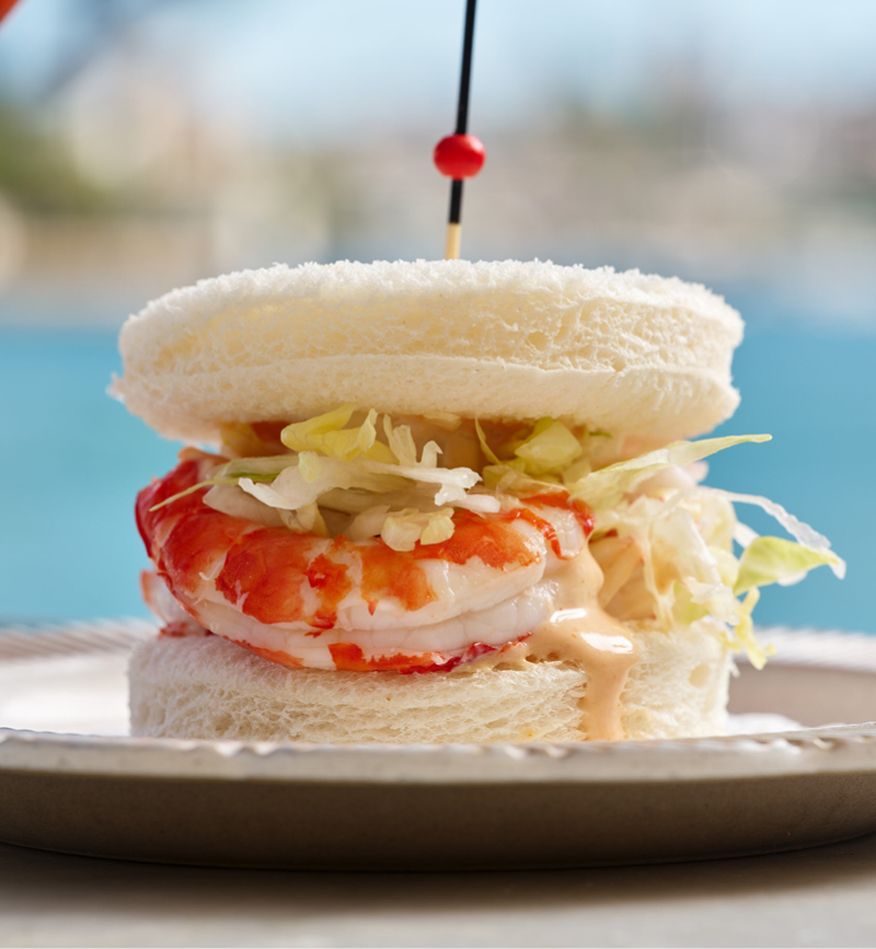 signature prawn sandwich at Whalebridge