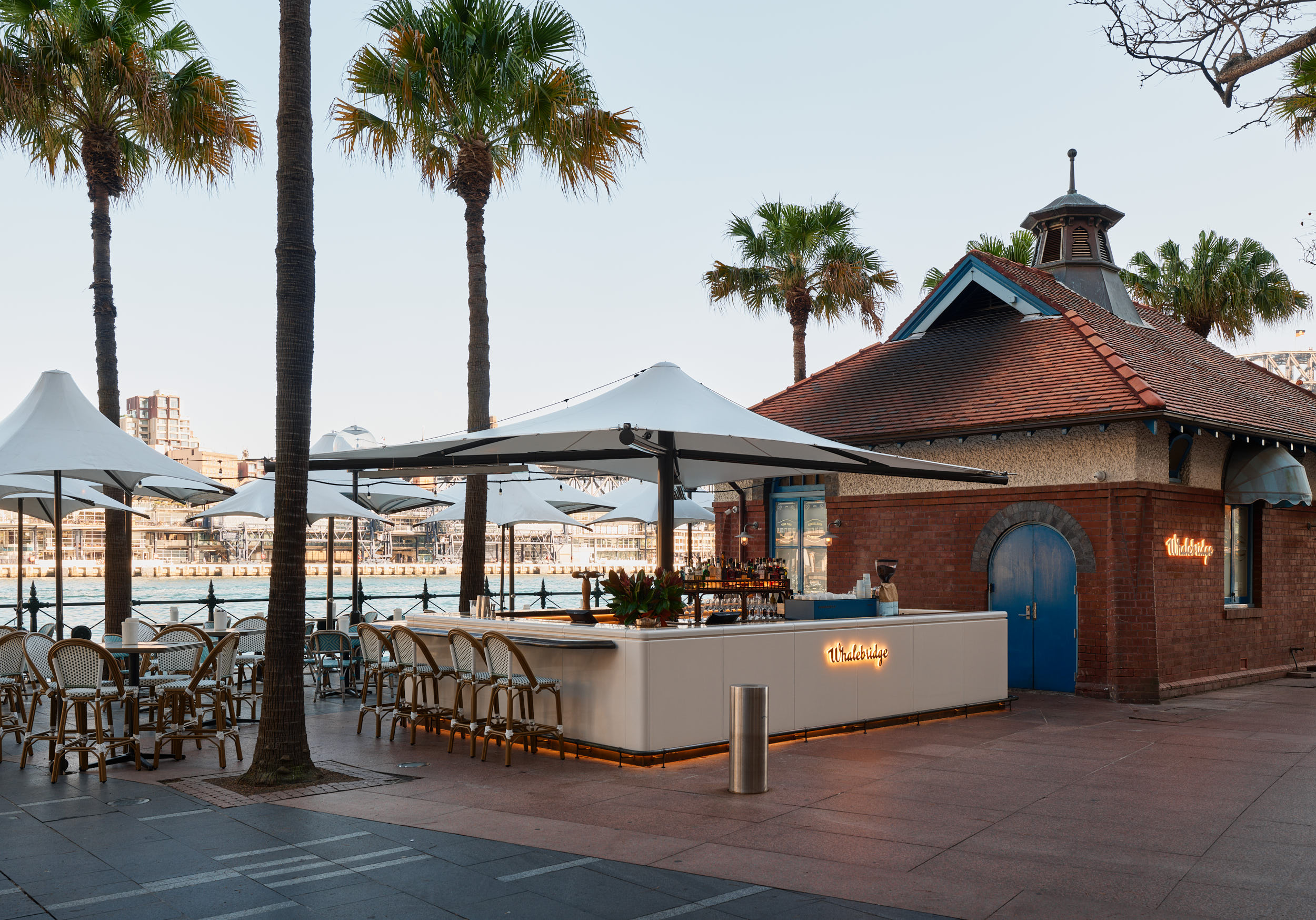 Whalebridge's alfresco bar and terrace on the Circular Quay waterfront